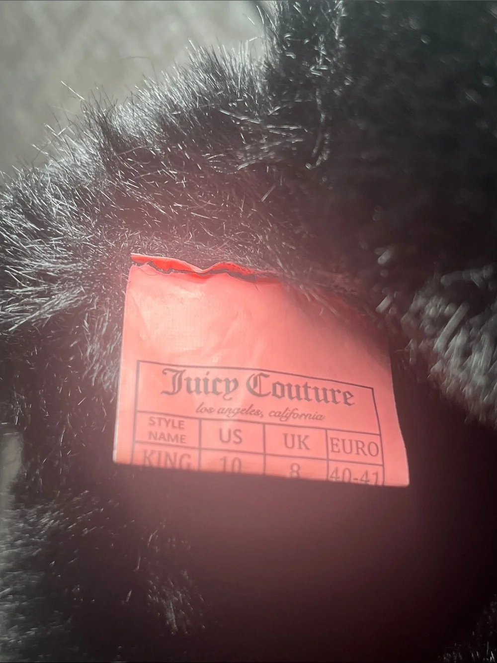 Juicy Couture Black Faux Fur Cuff Ankle Boots with Gold Logo Bows